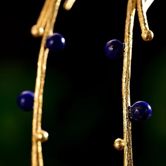 Artisan Handmade Natural Lapis 925 Silver The Zehuva Earrings - Picture 3 of 7